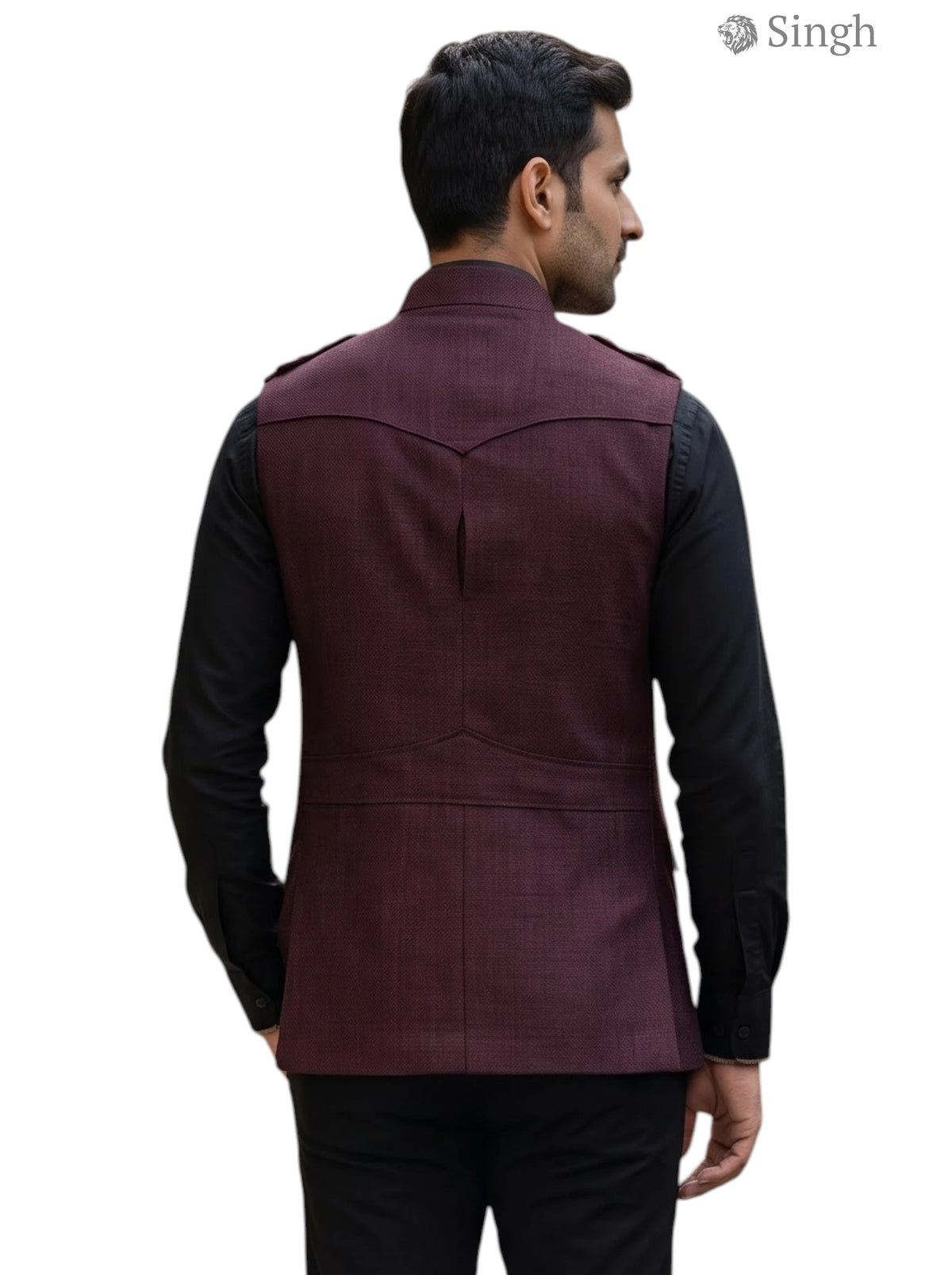 Mens Koti in maroon fabric with a tailored fit and back slit for style. Hunting Jacket(MENS)-1601-1