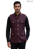 Mens Koti in burgundy fabric with front pockets for outdoor use, featuring HUNTING JACKET(MENS)-1601-1