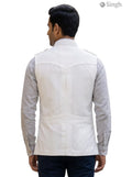 MENS KOTI in white fabric from the back angle; HUNTING JACKET(MENS)-1601-1 for outdoor activities