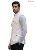 Mens Koti in Beige Fabric Side View with Pockets HUNTING JACKET(MENS)-1601-1