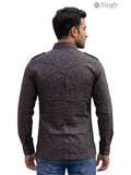 M Men's Hunting Shirts-1308-100 in brown cotton with a back view for outdoor enthusiasts