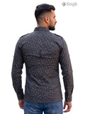 M Hunting Shirt in dark gray fabric from the back featuring stylish patterns HUNTING SHIRTS-1308-101