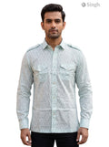 Men's Mint Green Cotton Hunting Shirts-1308-103 with Front Pockets and Button Closure