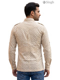 M Hunting Shirt in Beige Cotton with a Stylish Rear View - HUNTING SHIRTS-1308-104