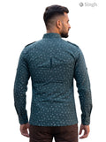 M Hunting Shirt in Green with Cotton Fabric from the Back, featuring style HUNTING SHIRTS-1308-109