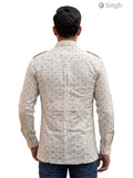 M Hunting Shirts in beige cotton with patterned design, showcasing the back view