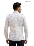 M Hunting Shirt in White Floral Print with Cotton Fabric from the Back - HUNTING SHIRTS-1308-118