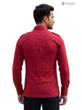 M Red Cotton Hunting Shirts-1308-121 with a stylish back design for outdoor activities