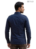 M Navy Blue Cotton Hunting Shirt-1308-128 with a Stylish Dot Pattern from SINGH