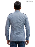 M Hunting Shirts in Blue Cotton Fabric with a Back View for Outdoor Adventures - HUNTING SHIRTS-1308-132