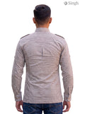 M Hunting Shirts in tan fabric viewed from the back featuring a stylish design HUNTING SHIRTS-1308-147