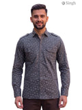 M Hunting Shirts in dark grey cotton, front view with button pockets, featuring pattern HUNTING SHIRTS-1308-149