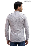 M Gray Cotton Hunting Shirts-1308-186 from Singh viewed from the back with subtle leaf patterns