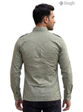 M Hunting Shirts in olive green fabric, back view showcasing design, featuring HUNTING SHIRTS-1308-187