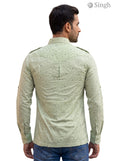 M Green Cotton Hunting Shirts-1308-201 with Stylish Back Design for Outdoor Activities