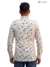 M Hunting Shirts in Beige Cotton with Floral Print - Back View HUNTING SHIRTS-1308-204