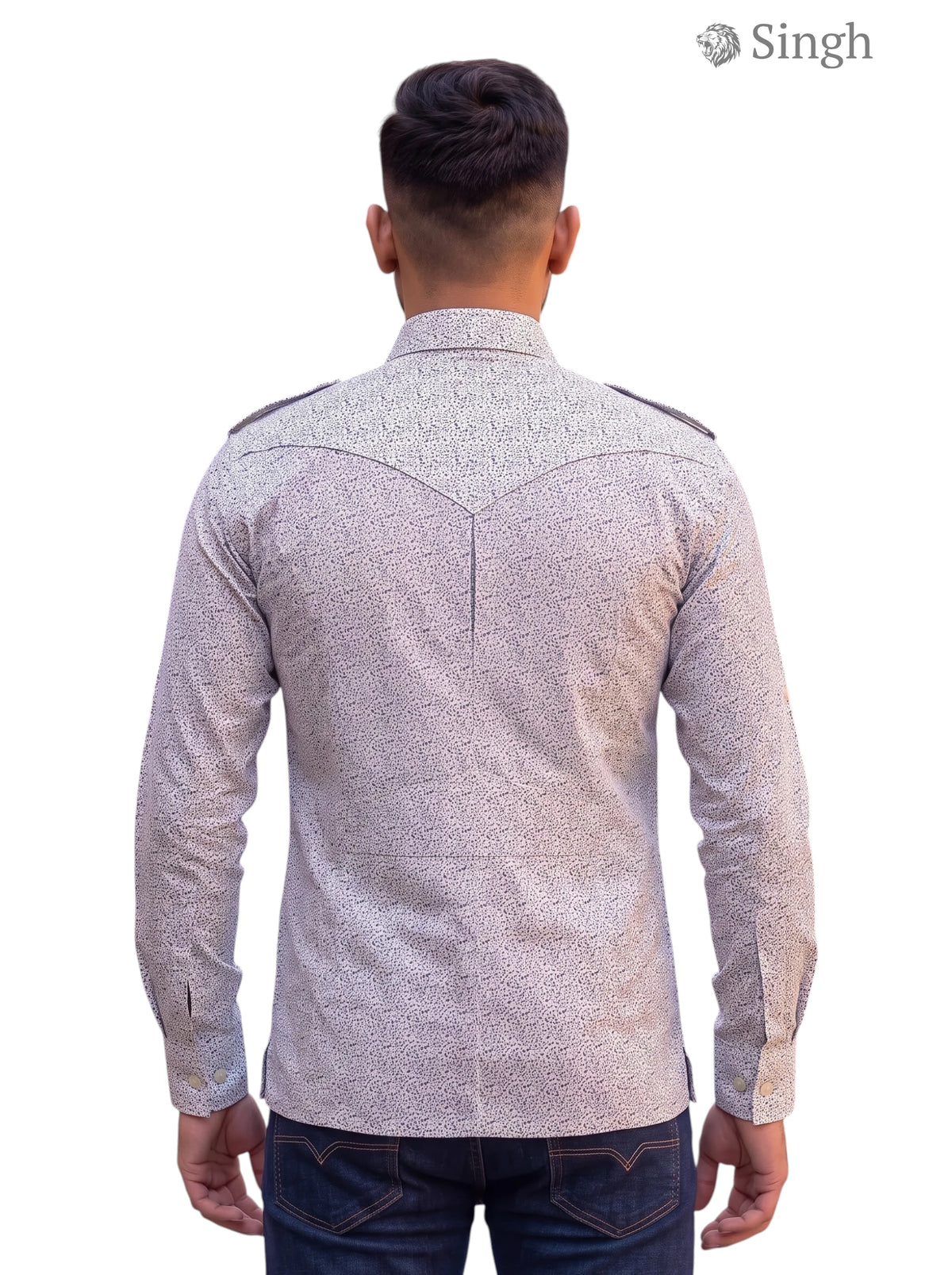 M Hunting Shirt in light color with patterned fabric, showcasing back view, HUNTING SHIRTS-1308-260