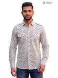 M Hunting Shirts in light gray cotton with button-down collar, featuring two front pockets
