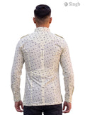 M Hunting Shirt in cream with patterned fabric, back view showcasing design details and HUNTING SHIRTS-1308-276