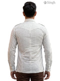 M Hunting Shirts in cream floral fabric viewed from the back, featuring model wearing HUNTING SHIRTS-1308-282