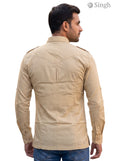 M Hunting Shirts in tan color with breathable fabric, back view, featuring style details - HUNTING SHIRTS-1308-284