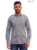 M Hunting Shirts in Green Cotton, Front View, HUNTING SHIRTS-1308-295 by SINGH