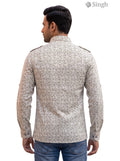 M Hunting Shirt in Beige Fabric, Back View, Style HUNTING SHIRTS-1308-297 by SINGH