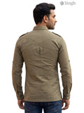 M Hunting Shirt in Olive Green Cotton from the back featuring a stylish design HUNTING SHIRTS-1308-300