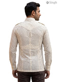 M Hunting Shirts in cream color, lightweight fabric, back view featuring dotted pattern - HUNTING SHIRTS-1308-302