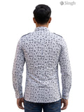 M Hunting Shirts in White with Floral Print and Cotton Fabric, featuring a Back View for Style Reference HUNTING SHIRTS-1308-305