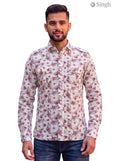 M Floral Hunting Shirts-1308-306 in White with Light Fabric, Front View on Model