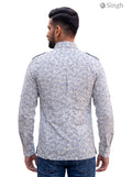 M Hunting Shirts in Gray Camo Fabric with Back View - HUNTING SHIRTS-1308-307