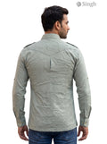 M Hunting Shirt in green with a dotted fabric, shown from the back. HUNTING SHIRTS-1308-309