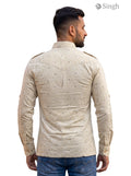 M Beige Cotton Hunting Shirt-1308-31 with a stylish back design for outdoor activities