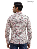 M Hunting Shirt in white floral print fabric viewed from the back HUNTING SHIRTS-1308-310