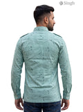 M Hunting Shirts in Green Cotton Fabric, Back View, featuring Hunting Shirts-1308-311 design