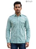 M Hunting Shirts in Light Green Cotton with Front Pockets, featuring HUNTING SHIRTS-1308-311