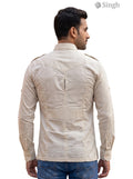 M Hunting Shirts in beige fabric with a stylish back cut and shoulder details, HUNTING SHIRTS-1308-313