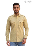 M Yellow Cotton Hunting Shirt by SINGH with Front Pockets for Outdoor Adventures HUNTING SHIRTS-1308-339