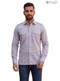 M Hunting Shirts in gray cotton fabric front view HUNTING SHIRTS-1308-362 by SINGH