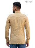 M Hunting Shirts in khaki cotton fabric, back view showcasing tailored design, HUNTING SHIRTS-1308-364