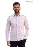 M Hunting Shirts in Light Pink Cotton with Front Pockets and a Casual Fit