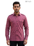 M Hunting Shirts in Burgundy Cotton, Front View with Button-Up Style, HUNTING SHIRTS-1308-87