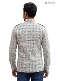 M Hunting Shirts in light gray fabric with a floral pattern, showcasing the back design, HUNTING SHIRTS-1308-89