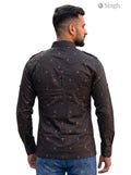 M Hunting Shirts in Dark Brown Fabric with Unique Pattern from the Back featuring HUNTING SHIRTS-1308-90