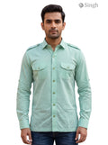 M Hunting Shirts in mint green cotton at a front angle featuring stylish pockets HUNTING SHIRTS-1308-95