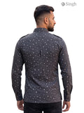 M Hunting Shirt in Gray with Patterned Fabric, Back View featuring HUNTING SHIRTS-1308-96