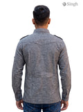 M Hunting Shirts in Grey Fabric with a Straight Back View featuring Tactical Shoulder Straps - HUNTING SHIRTS-1310-105