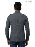 M Gray Cotton Hunting Shirt from SINGH, Back View - HUNTING SHIRTS-1310-11