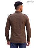 M Hunting Shirts in brown cotton fabric, back view showcasing the stylish design HUNTING SHIRTS-1310-116